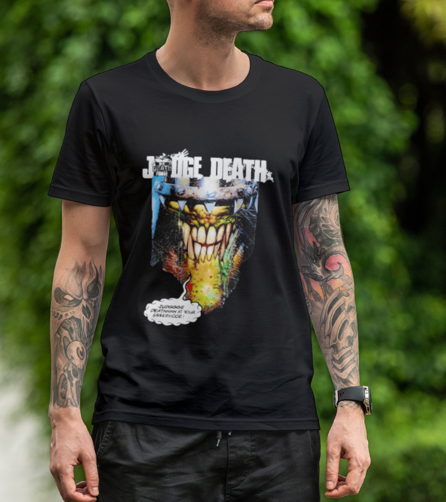 Judge Death 2000 AD Comic Book Character Jugggge Deathhhh At Your Sssservice T-Shirt