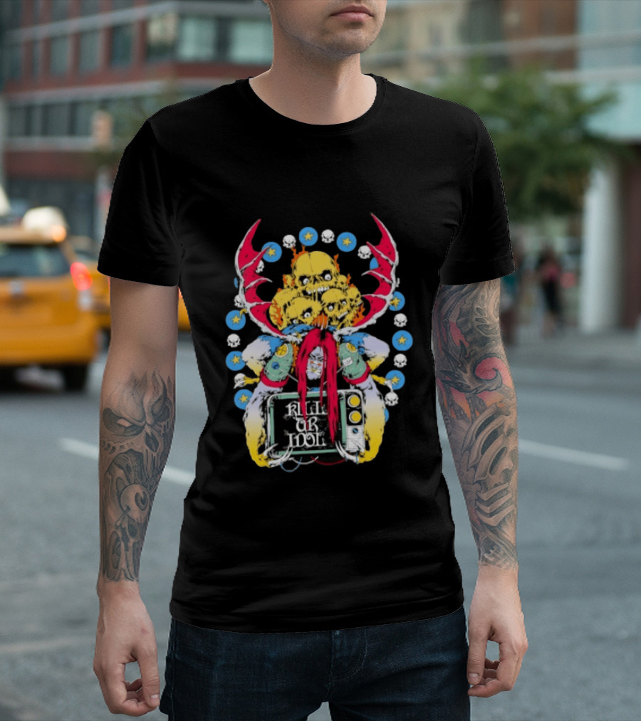 Kill Or Idol Skulls Television Gothic Antlers Stars T-Shirt