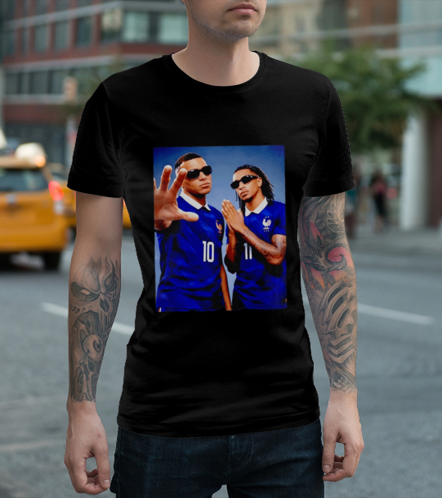 Kylian Mbappe Ousmane Dembele France National Football Team Jersey Blue T-Shirt