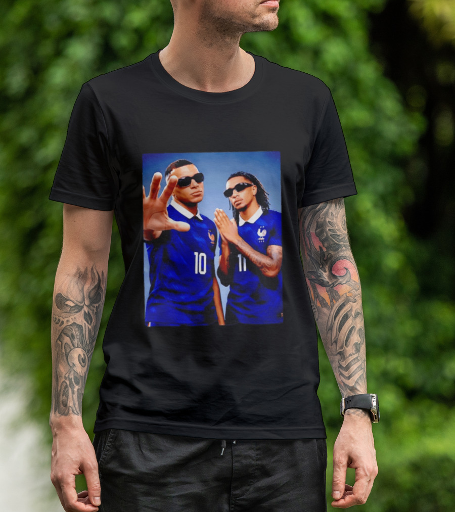 Kylian Mbappe Ousmane Dembele France National Football Team Jersey Blue T-Shirt