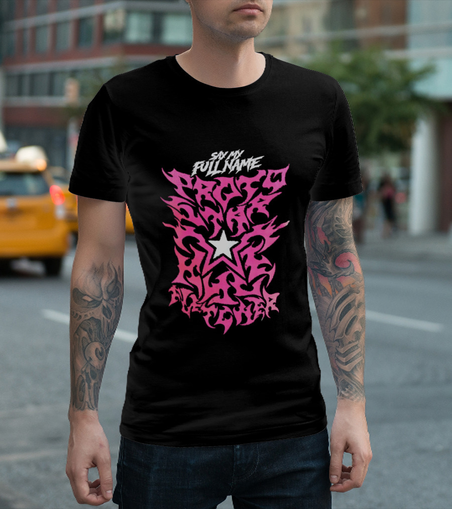 Pretty Peter Avalon Say My Full Name Star Pink Text AEW T-Shirt