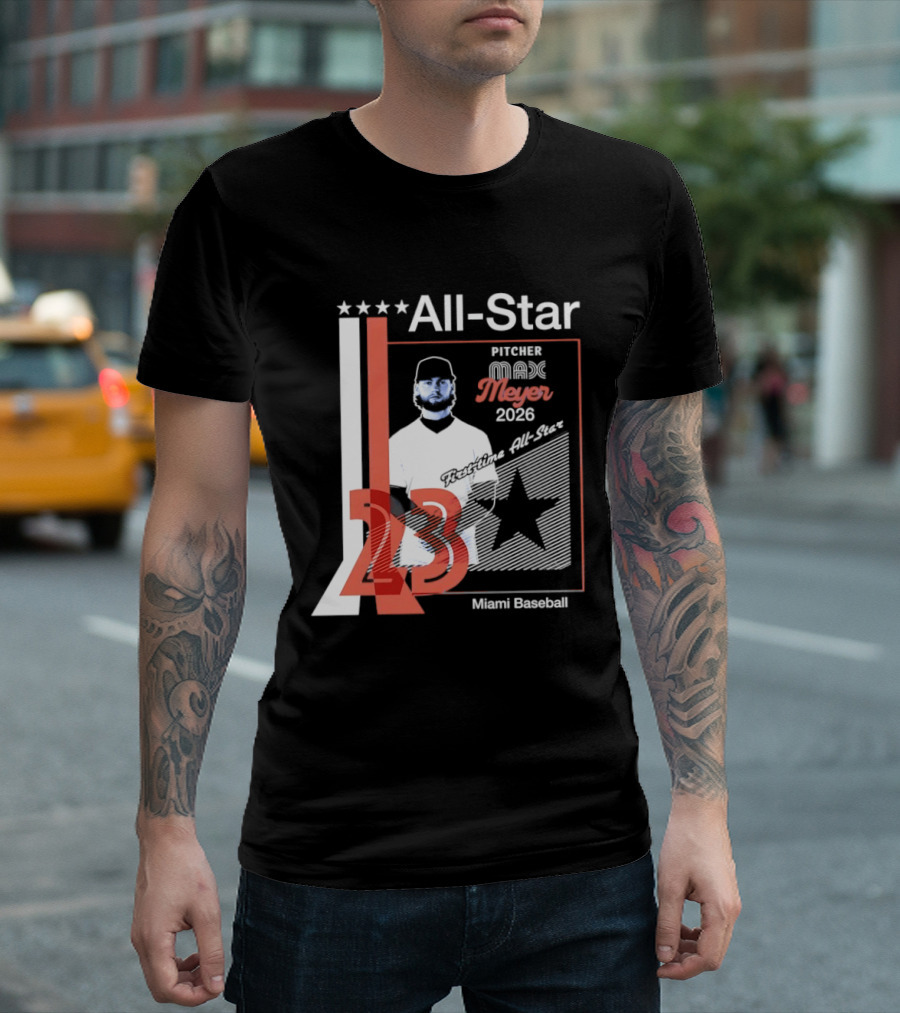 All Star Pitcher Max Meyer 23 Miami Baseball 2026 T-Shirt