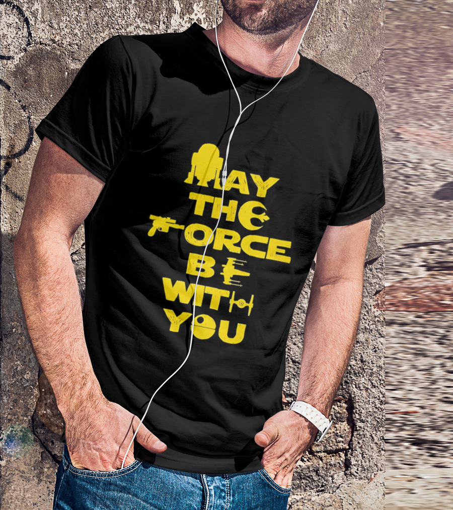 Star Wars May The Force Be With You Droid And Spaceship T-Shirt
