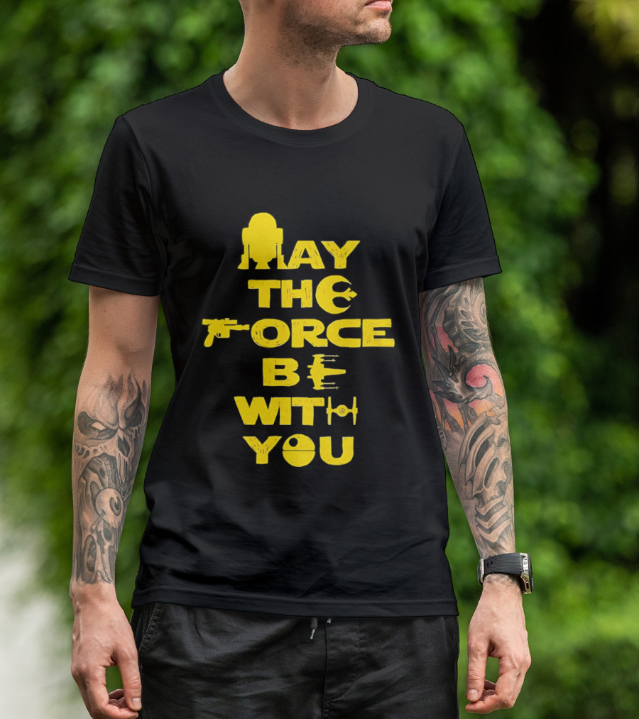 Star Wars May The Force Be With You Droid And Spaceship T-Shirt