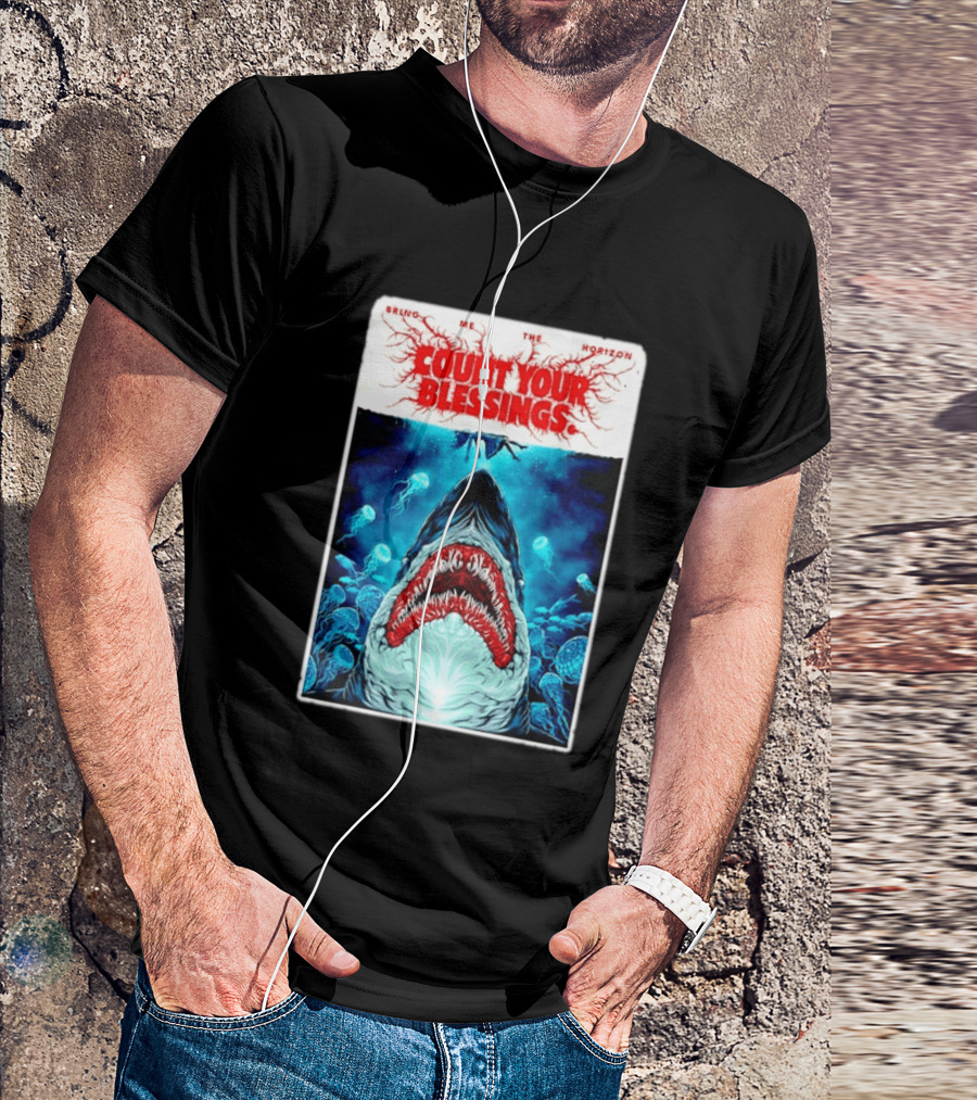 Bring Me The Horizon Count Your Blessings Shark And Jellyfish Ocean Scene T-Shirt