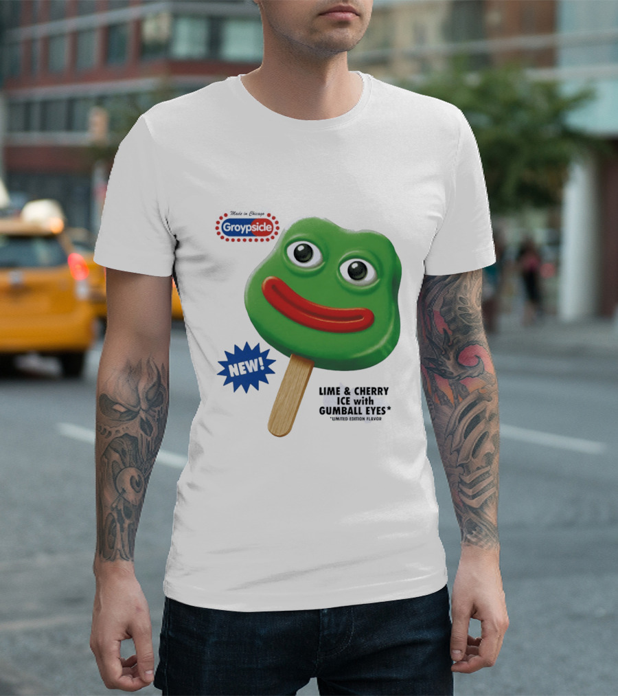 Groypsicle Lime And Cherry Ice With Gumball Eyes Limited Edition Made In Chicago T-Shirt