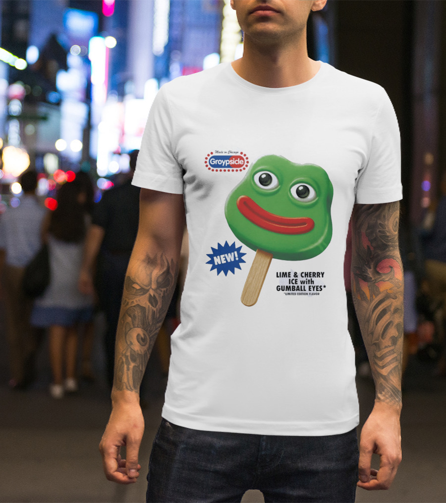 Groypsicle Lime And Cherry Ice With Gumball Eyes Limited Edition Made In Chicago T-Shirt