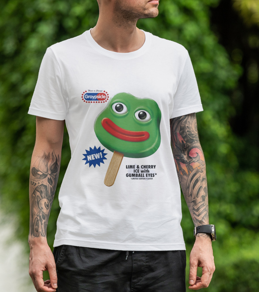 Groypsicle Lime And Cherry Ice With Gumball Eyes Limited Edition Made In Chicago T-Shirt