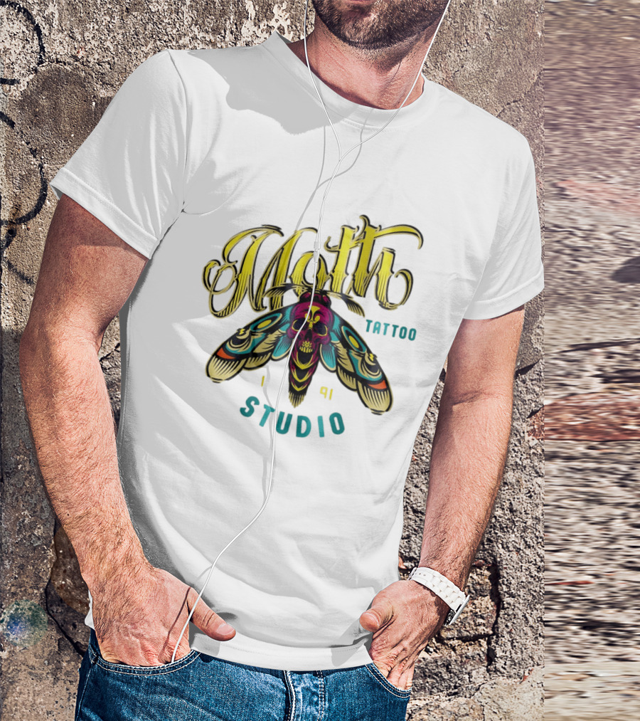 Moth Tattoo Studio 1991 Skull Moth Gothic T-Shirt