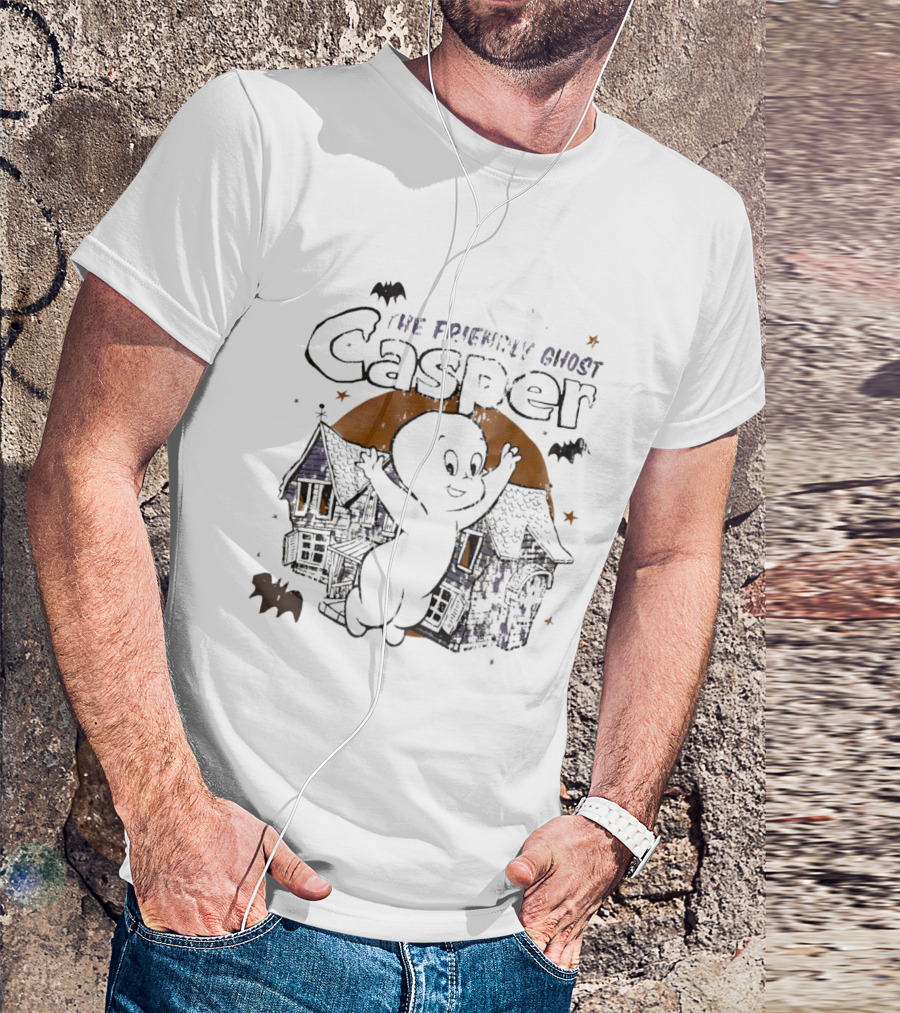 Casper The Friendly Ghost Haunted House Halloween Bats T-Shirt