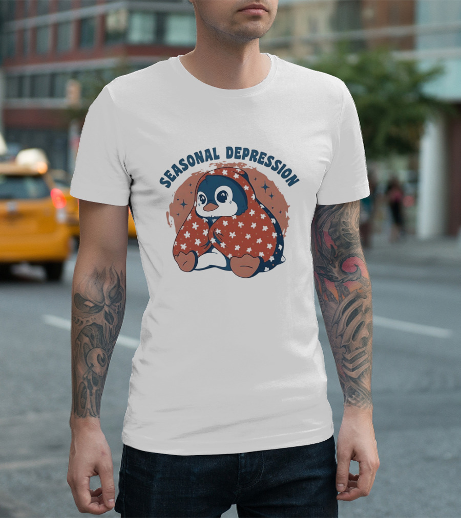 Penguins Seasonal Depression Cute Winter Cozy Starry T-Shirt