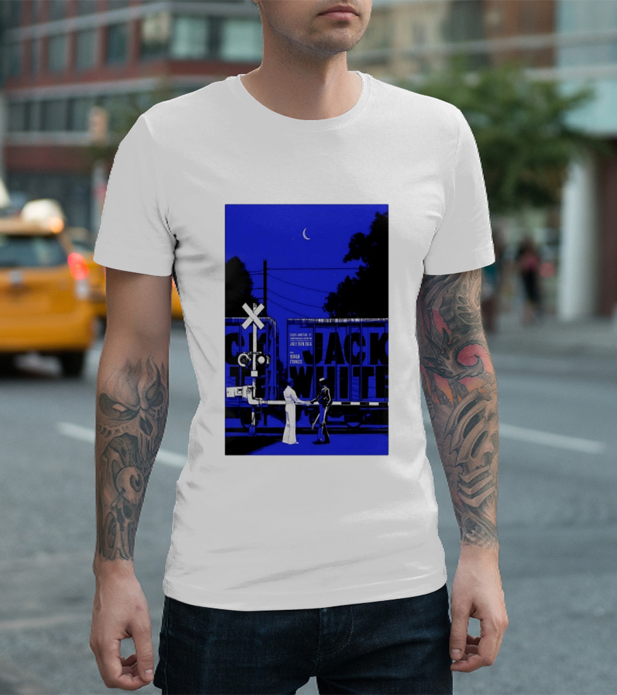 Jack White Rough Francis Essex Junction VT July 15 2026 Train Crossing Night Scene Moon T-Shirt