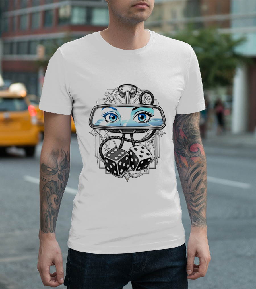 Rearview Mirror Eyes And Hanging Dice Car Accessories T-Shirt