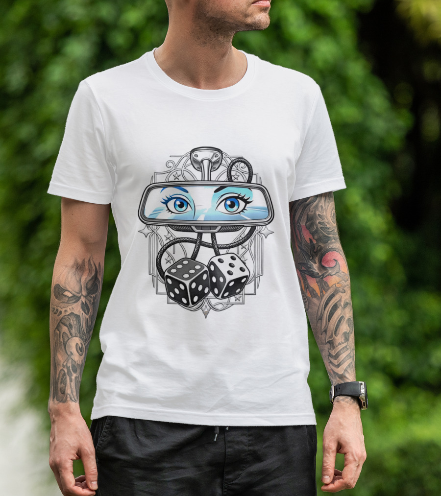 Rearview Mirror Eyes And Hanging Dice Car Accessories T-Shirt