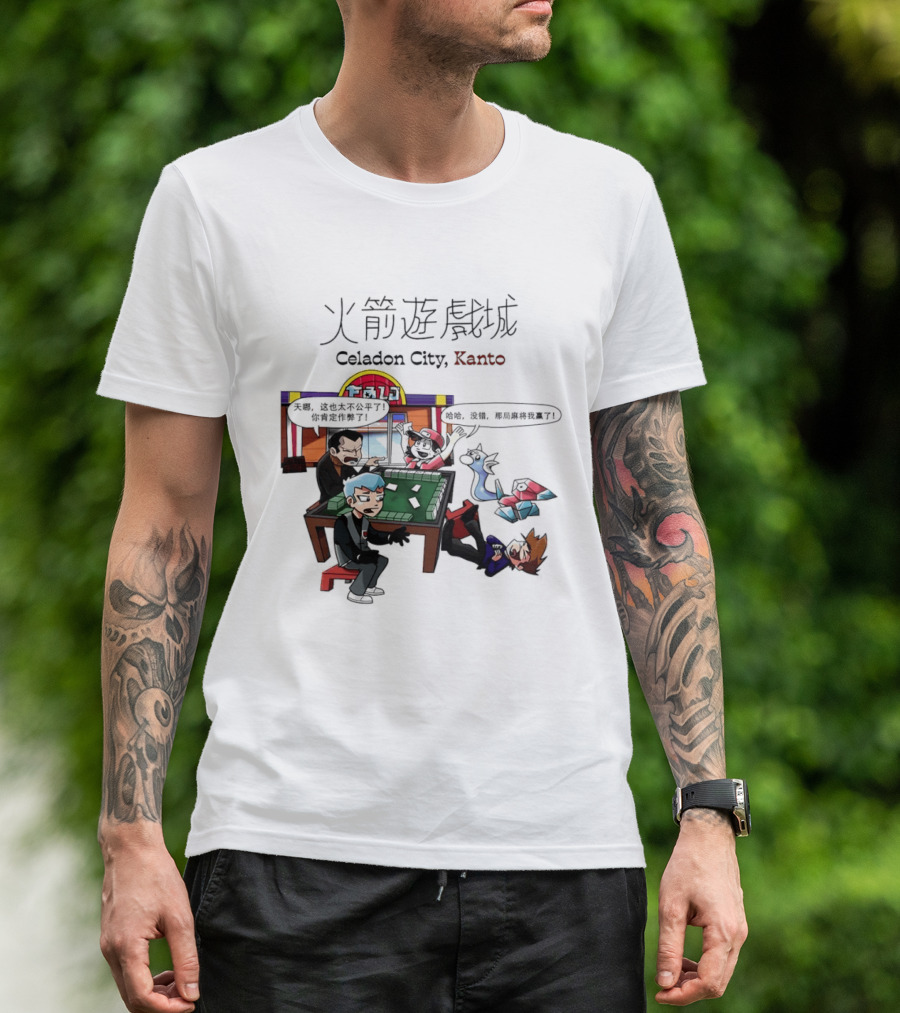 Celadon City Kanto Casino Scene With Iconic Characters T-Shirt