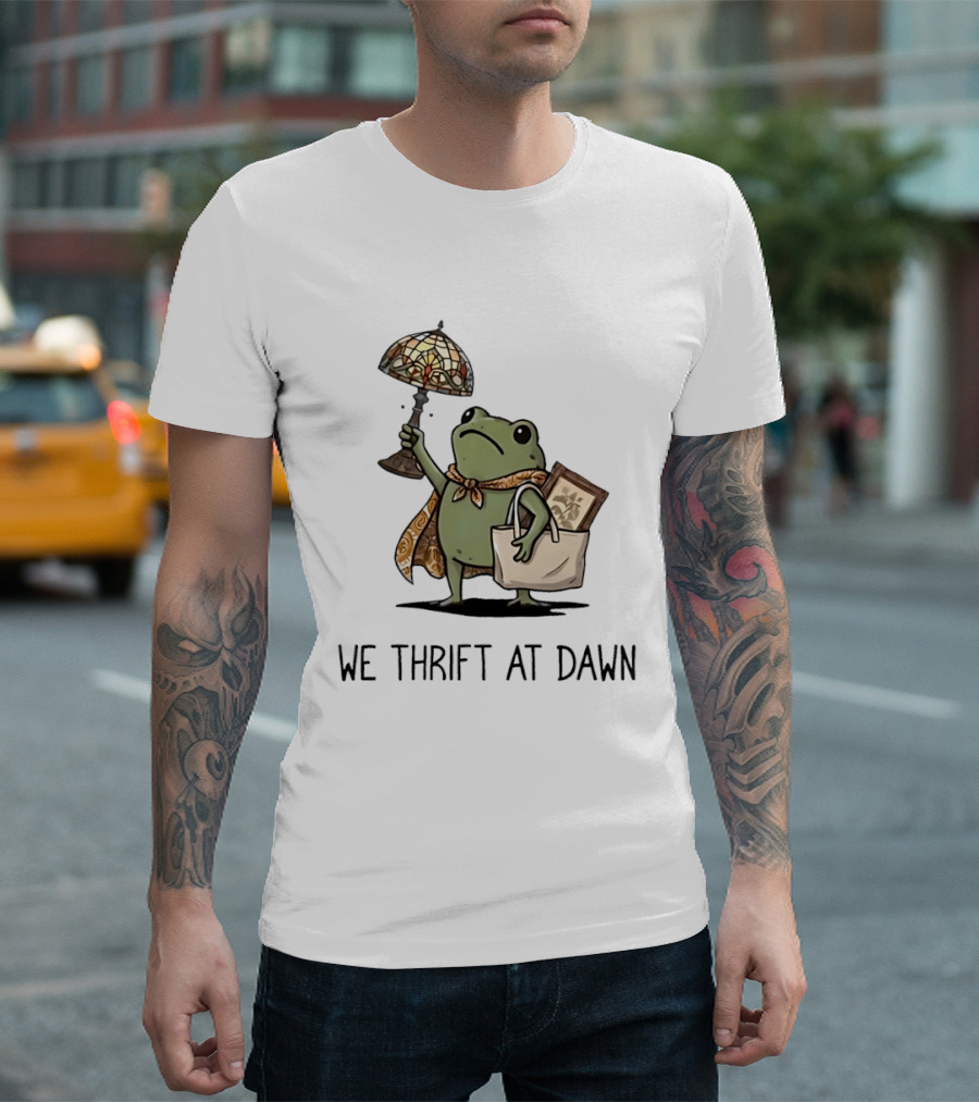We Thrift At Dawn Frog With Vintage Lamp And T-Shirt