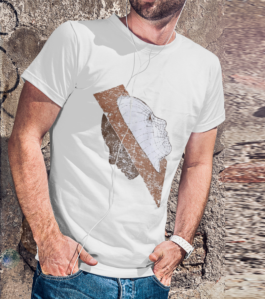 Wireframe Human Profile Collage Abstract Geometric Face T-Shirt