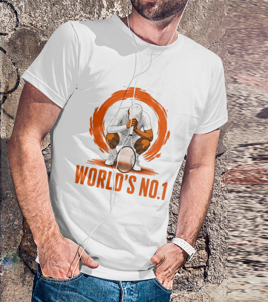 World's No. 1 Tennis Player Kneeling With Racket In Orange Circle T-Shirt