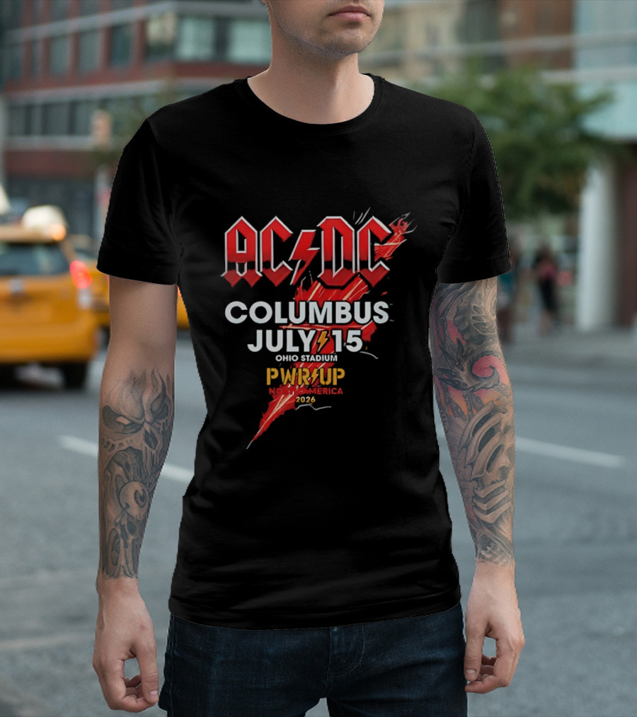 AC DC PWR UP North America Tour Columbus July 15 Ohio Stadium 2026 T-Shirt