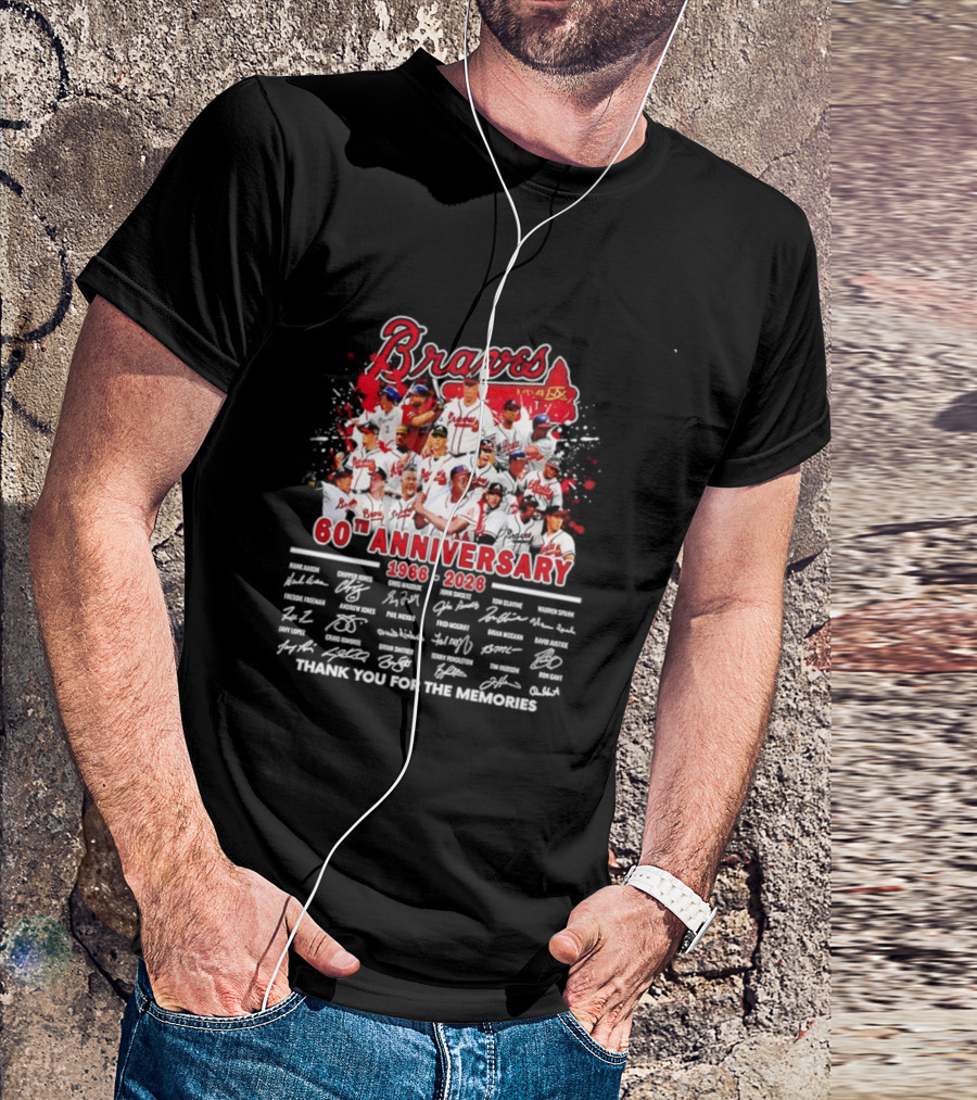 Atlanta Braves 60th Anniversary 1966 2026 Thank You For The Memories Signatures T-Shirt