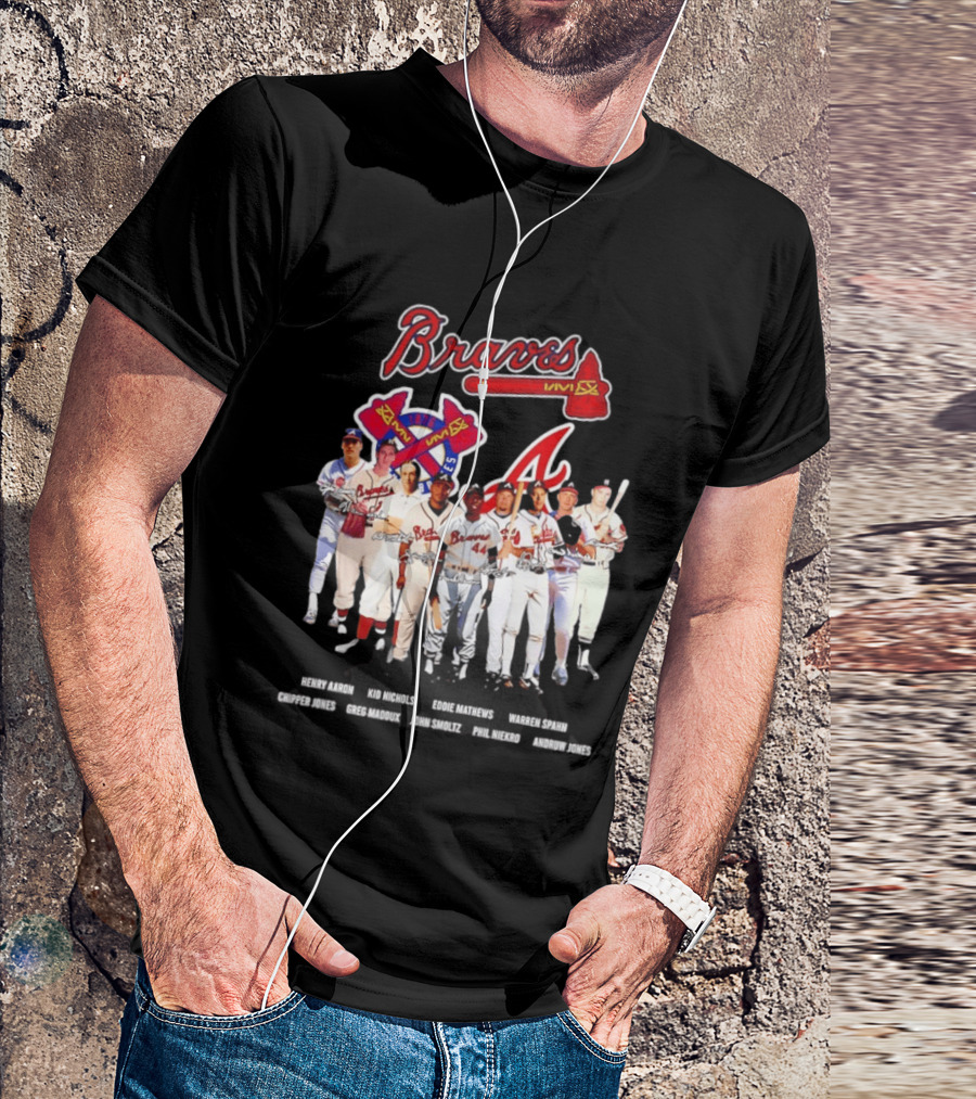 Atlanta Braves Legends Aaron Nichols Mathews Spahn Jones Maddux Smoltz Niekro T-Shirt