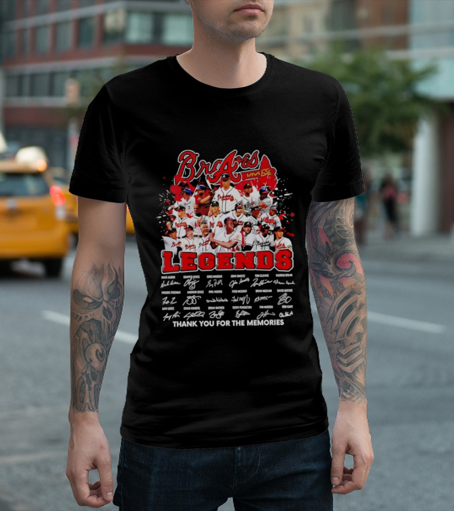 Braves Legends Thank You For The Memories Signatures Collage T-Shirt