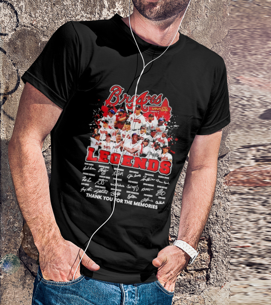Braves Legends Thank You For The Memories Signatures Collage T-Shirt