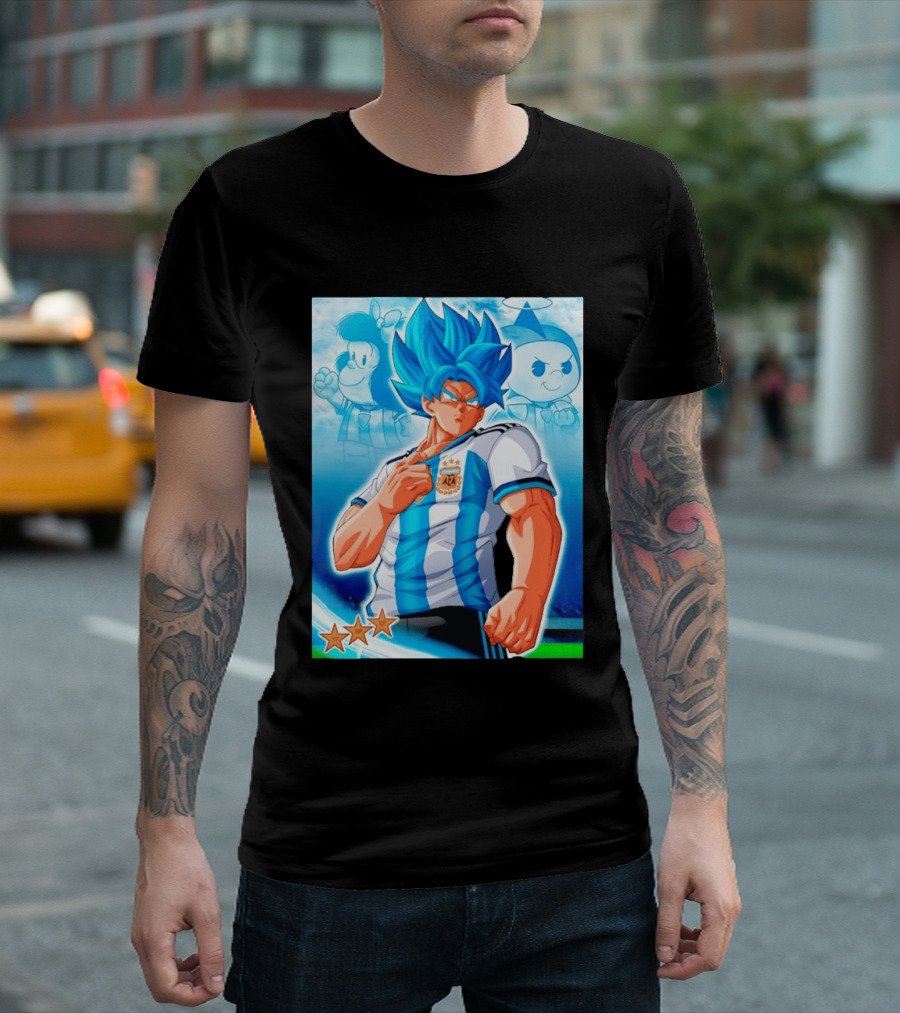 Super Saiyan Goku Dragon Ball Argentina AFA Jersey Victory Stars T-Shirt