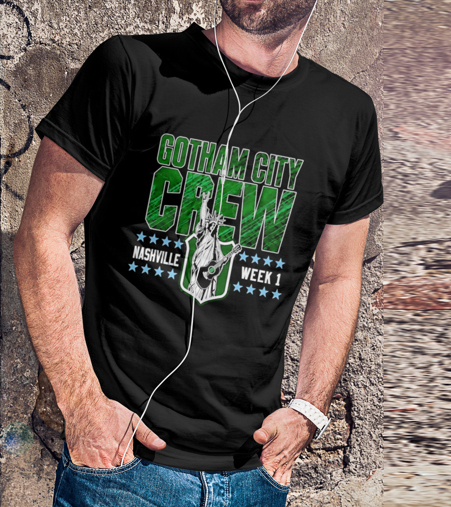 Gotham City Crew Nashville Week 1 Statue Of Liberty Guitar T-Shirt