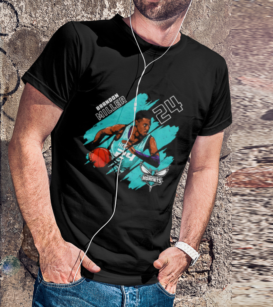 Brandon Miller 24 Charlotte Hornets Basketball Stripes T-Shirt