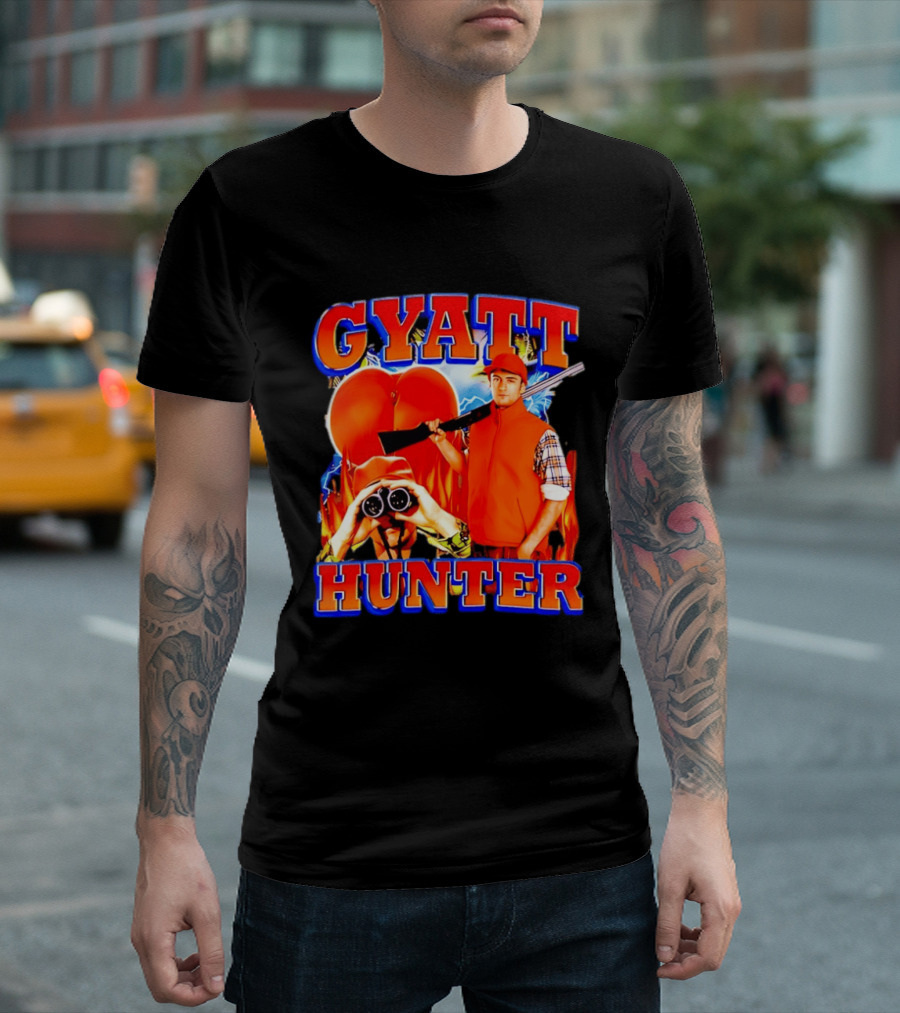Gyatt Hunter Peach Slang With Binoculars And Rifle T-Shirt