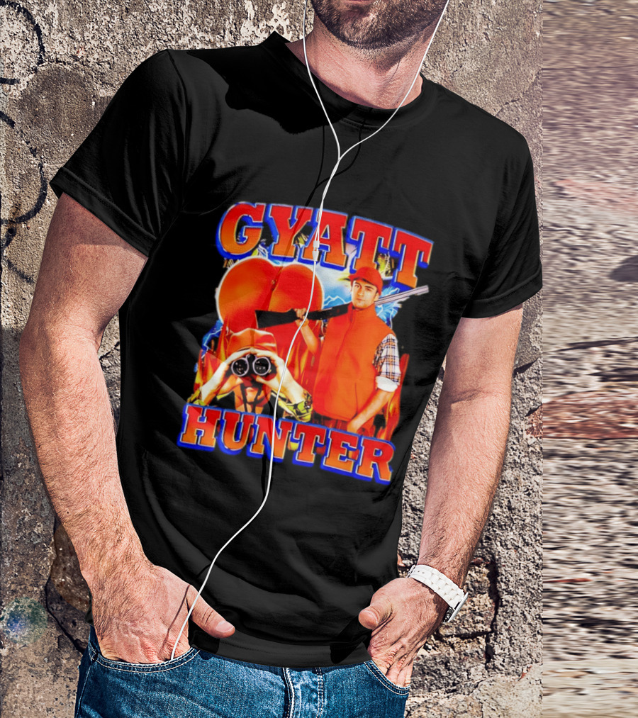 Gyatt Hunter Peach Slang With Binoculars And Rifle T-Shirt