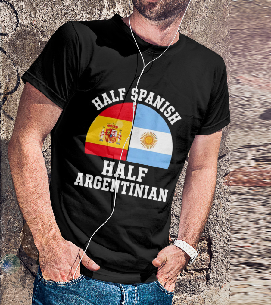 Half Spanish Half Argentinian Flags T-Shirt