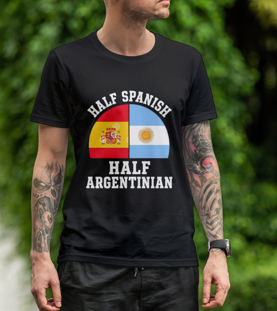 Half Spanish Half Argentinian Flags T-Shirt