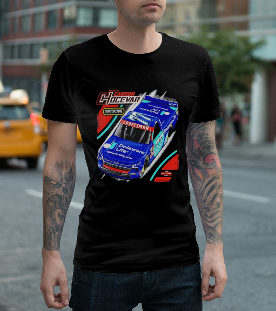 Carson Hocevar Spire Motorsports #77 Delaware Life Craftsman Racing T-Shirt