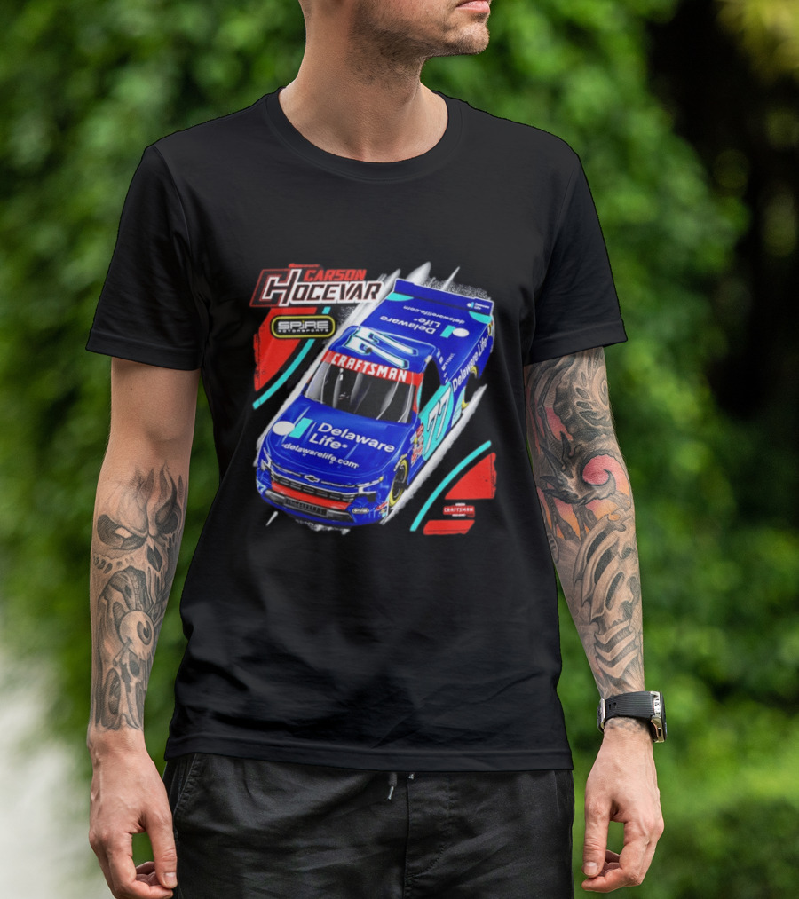 Carson Hocevar Spire Motorsports #77 Delaware Life Craftsman Racing T-Shirt