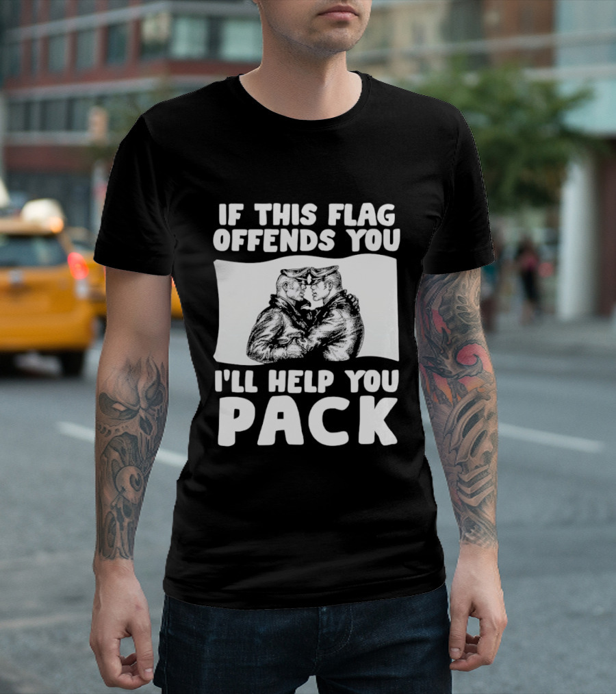 If This Flag Offends You I'll Help You Pack Leather Pride Bulldog T-Shirt
