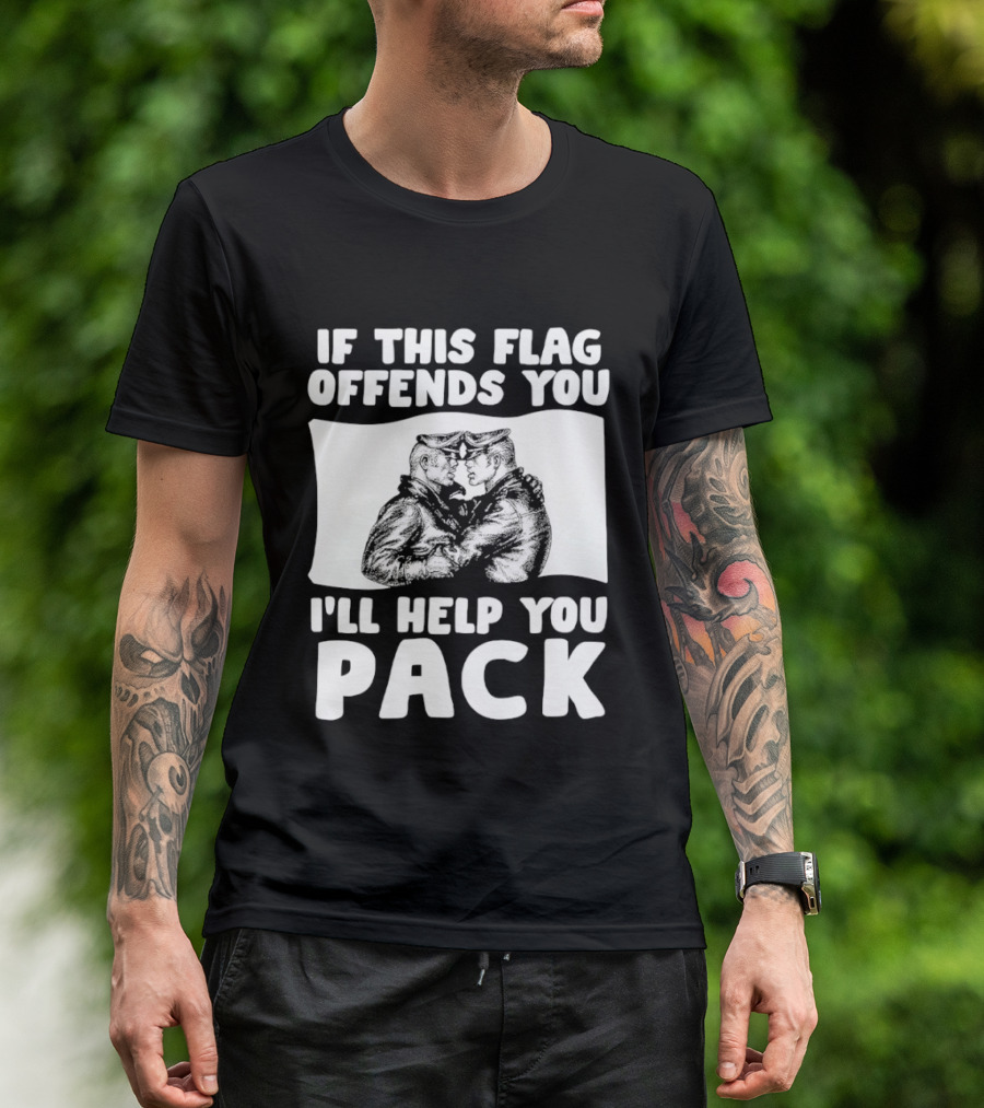 If This Flag Offends You I'll Help You Pack Leather Pride Bulldog T-Shirt