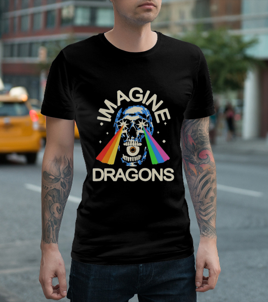 Imagine Dragons Skull Rainbow Eyes Spectrum Vision T-Shirt