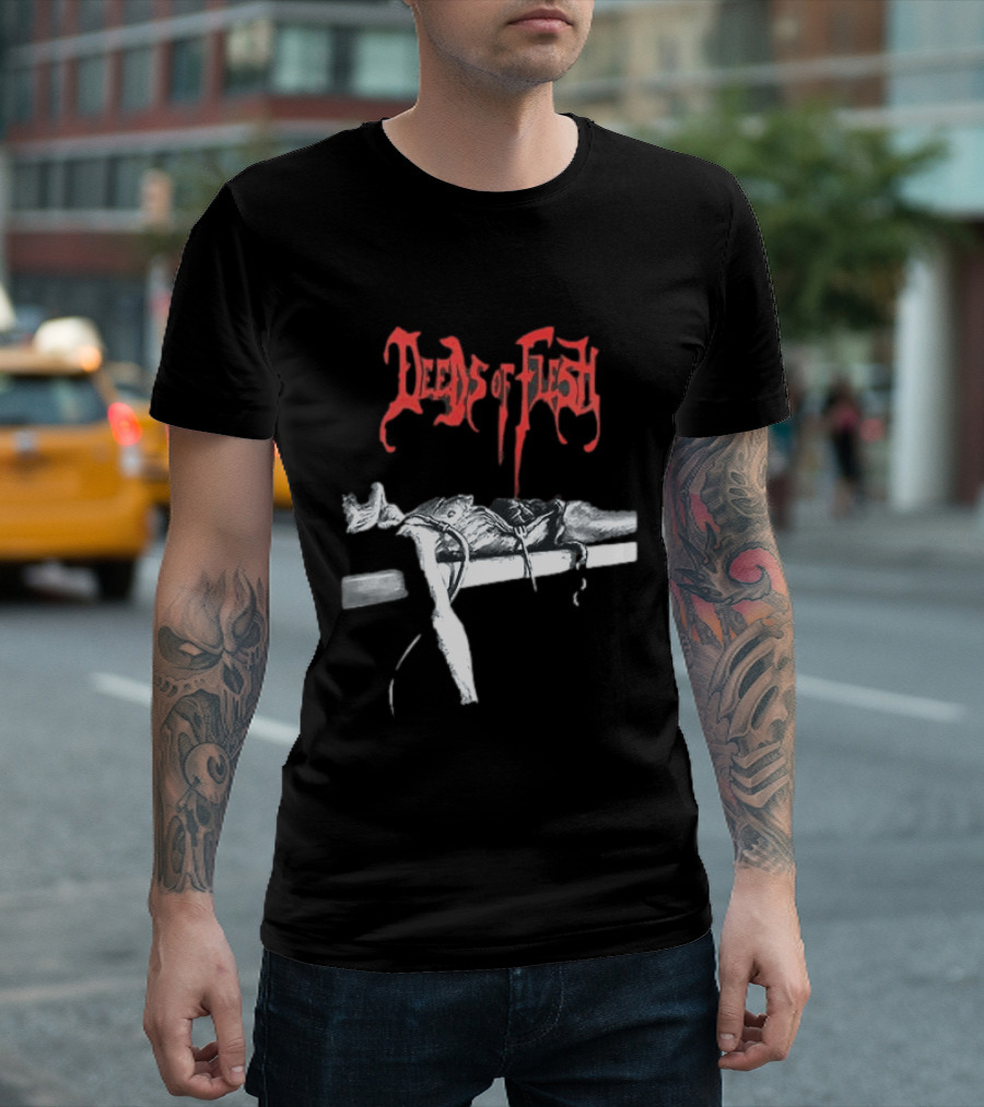 Deeds Of Flesh Trading Pieces The Mortician Stands Over The Body Mind Altered Two Sided T-Shirt