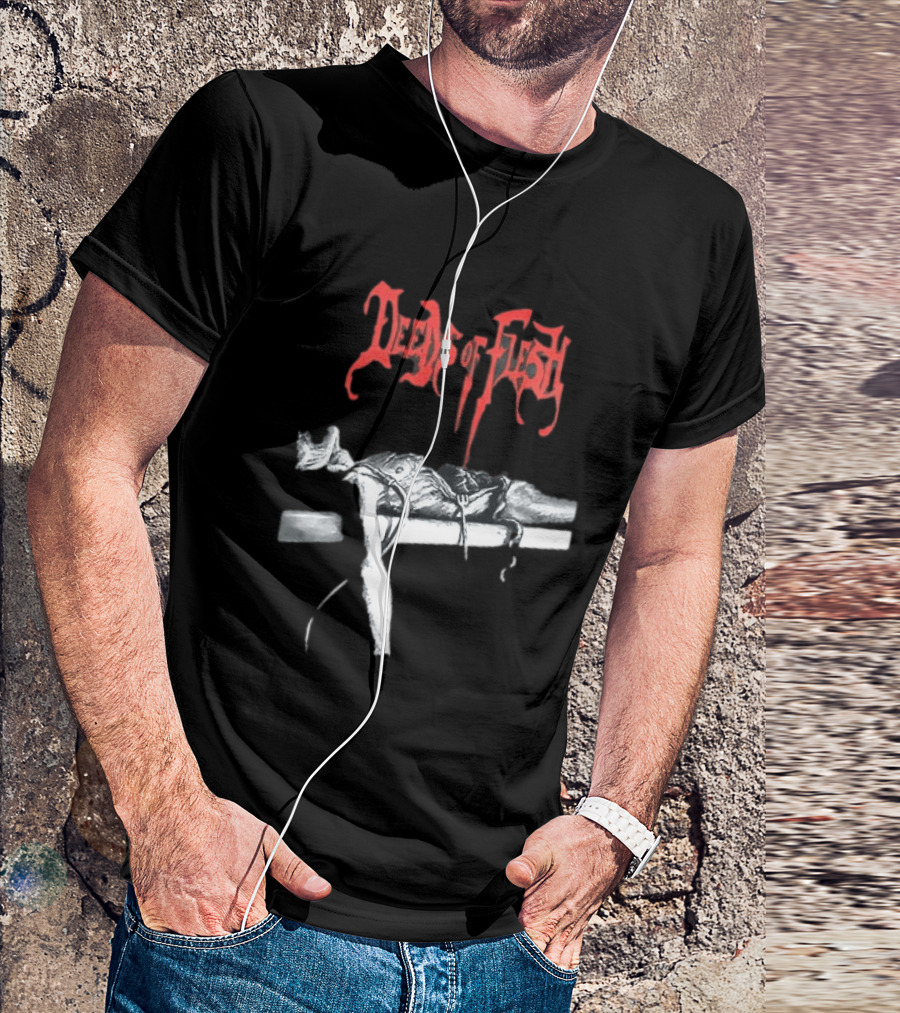 Deeds Of Flesh Trading Pieces The Mortician Stands Over The Body Mind Altered Two Sided T-Shirt