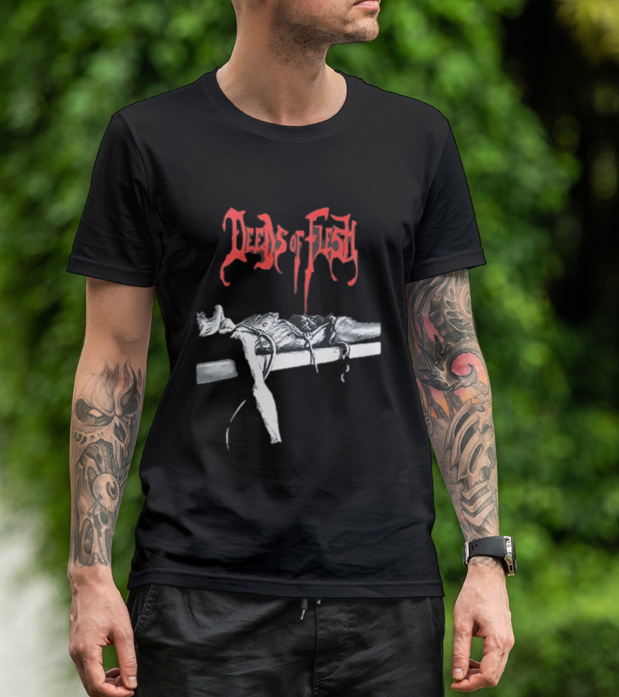 Deeds Of Flesh Trading Pieces The Mortician Stands Over The Body Mind Altered Two Sided T-Shirt