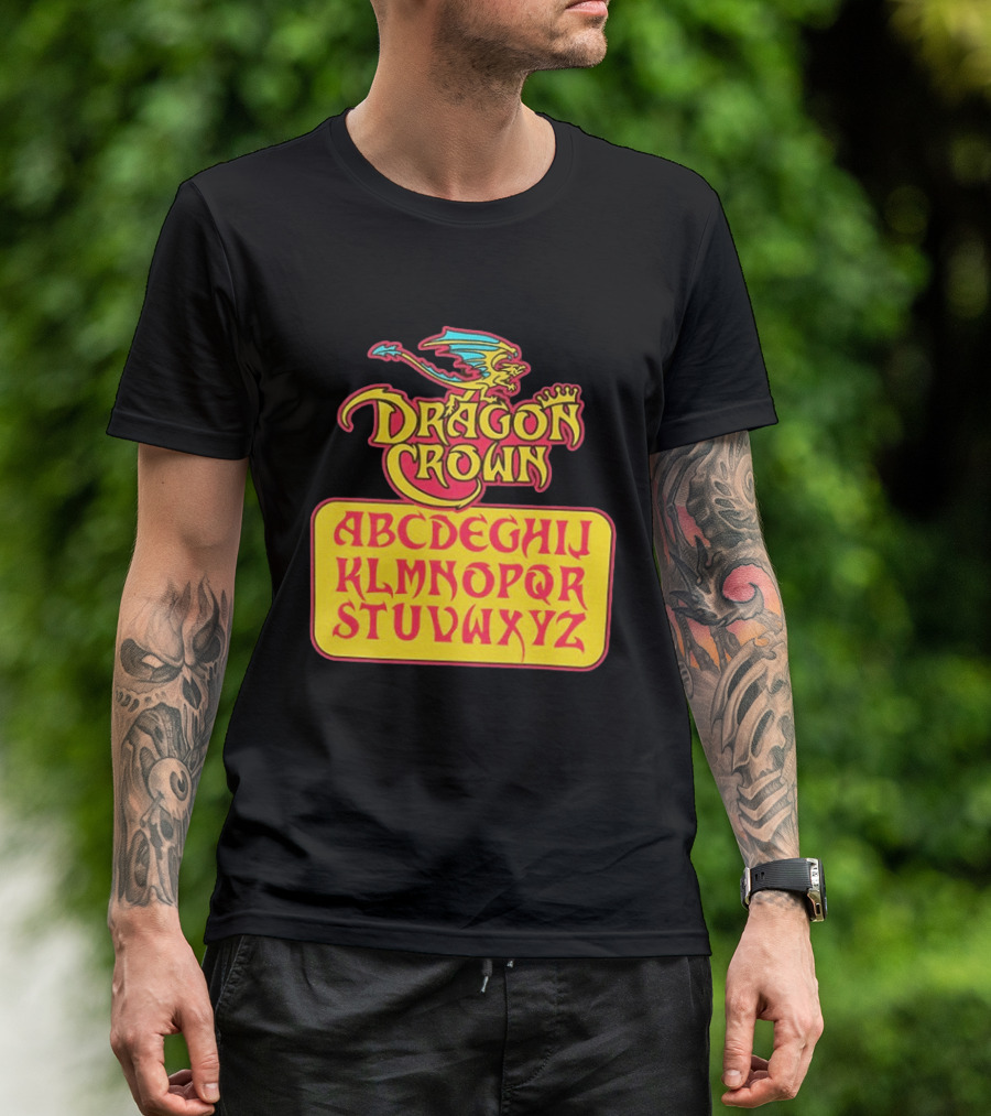 Dragon Crown Alphabet With Colorful Dragon Art And Bold Letters T-Shirt