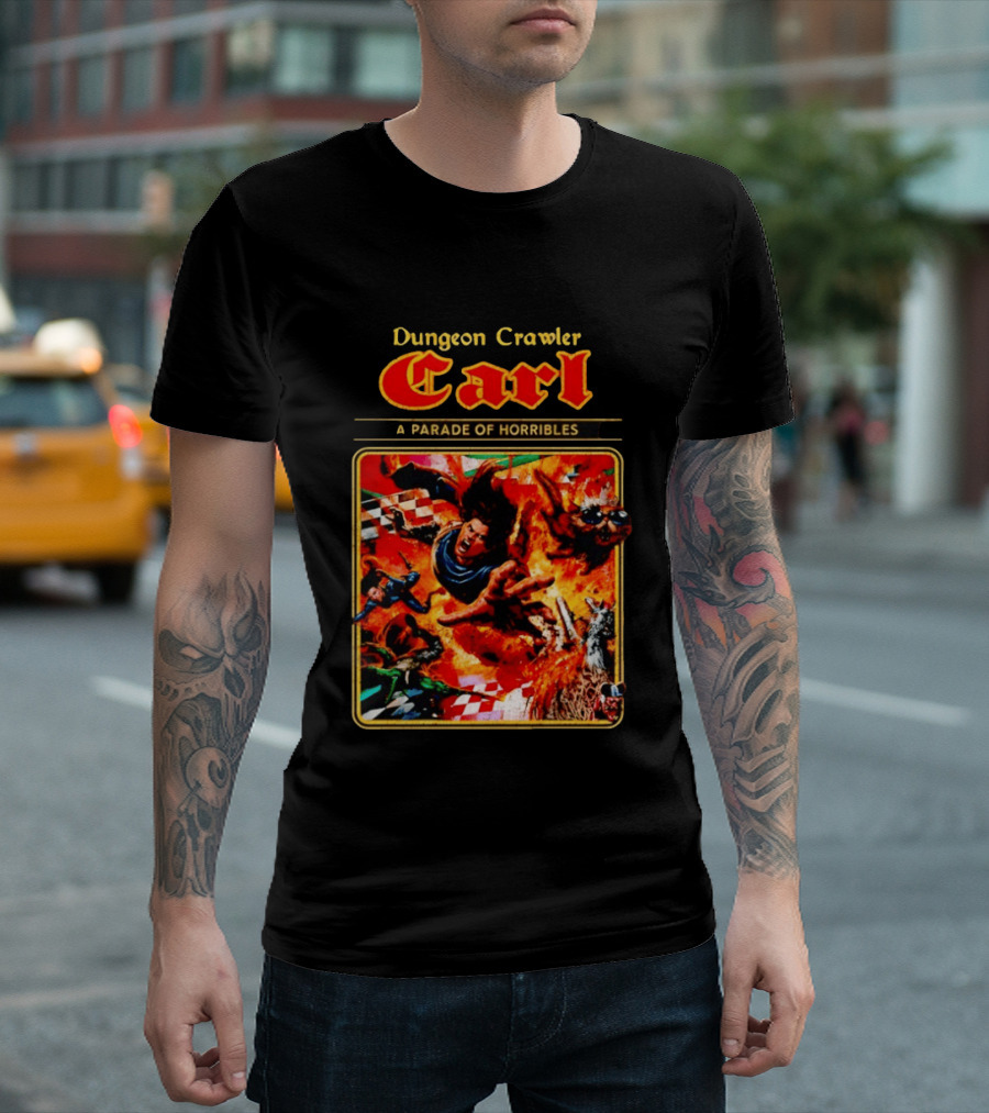 Dungeon Crawler Carl A Parade Of Horribles Fiery Adventure Scene With Characters T-Shirt