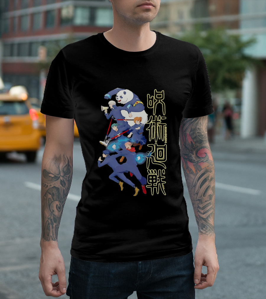 Jujutsu Kaisen Group Yuji Itadori Panda Megumi Fushiguro Nobara Kugisaki Anime Characters T-Shirt