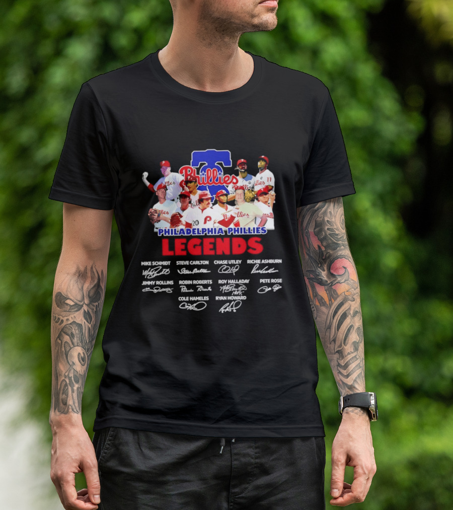 Philadelphia Phillies Legends Collage Team Signatures T-Shirt