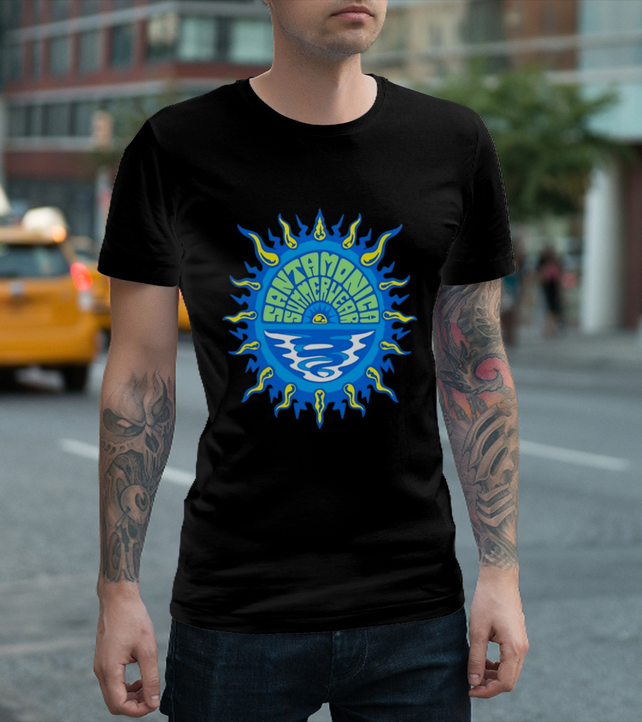 Santa Monica Summerwear Sun And Ocean Beach Radiant Waves T-Shirt