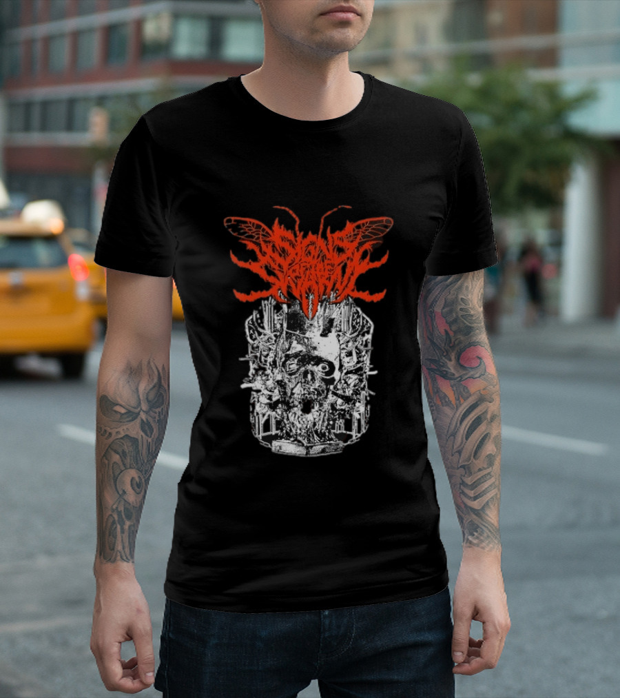 Signs Of The Swarm Skull Deathcore Metal Album Cover T-Shirt