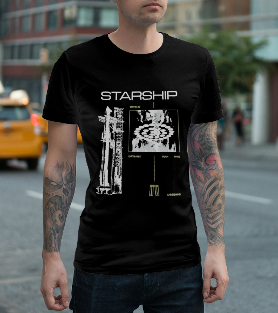 Starship Service Earth Orbit Moon Mars Beyond T-Shirt
