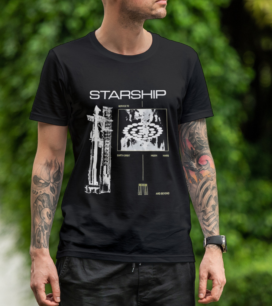 Starship Service Earth Orbit Moon Mars Beyond T-Shirt